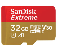 Thumbnail for SANDISK 32GB Extreme microSD SDHC SQXAF V30 U3 C10 A1 UHS-1 100MB/s R 60MB/s W 4x6 SD Adaptor Android Smartphone Action Camera Drones