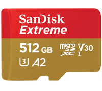 Thumbnail for SANDISK 512GB Extreme microSD SDHC SQXAF V30 U3 C10 A1 UHS-1 160MB/s R 90MB/s W 4x6 SD Adaptor Android Smartphone Action Camera Drones