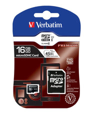 Thumbnail for VERBATIM Micro SDHC 16GB (Class 10) with Adaptor Up to 45MB/Sec 300X read speed