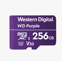 Thumbnail for WESTERN DIGITAL Digital WD Purple 256GB MicroSDXC Card 24/7 -25°C to 85°C Weather & Humidity Resistant for Surveillance IP Cameras mDVRs NVR Dash Cams Drones