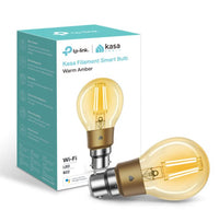 Thumbnail for TP-Link KL60B Kasa Filament Smart Bulb, Warm Amber, Bayonet, Dimmable, No Hub Required, Voice Control, 2000K, 5kWh/1000h, 2.4 GHz,