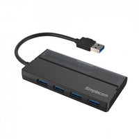 Thumbnail for SIMPLECOM CH329 Portable 4 Port USB 3.2 Gen1 (USB 3.0) 5Gbps Hub with Cable Storage - Black