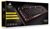 Thumbnail for CORSAIR Gaming K68 - IP32 Spill Resistant, Compact Mechanical Keyboard, Cherry MX Red, Backlit Red LED