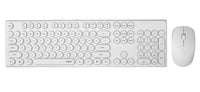 Thumbnail for RAPOO Wireless Optical Mouse & Keyboard Black - 2.4G Connection, 10M Range, Spill-Resistant, Retro Style Round Key Cap, 1000DPI - White