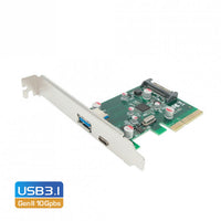 Thumbnail for SIMPLECOM EC312 PCI-E 2.0 x4 to 2 Port USB 3.1 Gen II 10Gpbs Type-C and Type-A Card