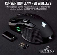 Thumbnail for Corsair IRONCLAW RGB Wireless, FPS/MOBA 18,000 DPI, SLIPSTREAM Corsair Wireless Technology Gaming Mouse