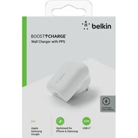 Thumbnail for BELKIN BOOST CHARGE 30W USB-C PD Wall Charger - White (WCA005auWH),Dual charging technologies USB-C PD 3.0 and PPS, Universally compatible