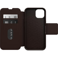 Thumbnail for OTTERBOX Apple iPhone 14 Strada Series Case - Espresso (Brown) (77-89657), Wireless Charge Compatible, Credit Card Storage