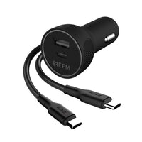 Thumbnail for FORCE TECHNOLOGY 57W Dual Port Car Charger with Type-C to Type-C Cable- Black EFPC57U932BLA, Ultra fast charge to any PD-enabled device, sleek and compact design