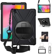 Thumbnail for XTREME Black Case for Samsung Galaxy Tab A7 - Shockproof, Dustproof, 360 Rotatable Hand Strap, 3 Layers Heavy Duty Protection