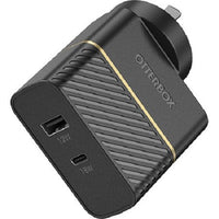 Thumbnail for OTTERBOX Fast Charge Dual Port Wall Charger USB-C and USB-A 30W (Type I) - Black Shimmer