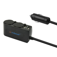 Thumbnail for mbeat  3A / 15W Dual Port USB and Dual Cigarette Lighter Car Charger - 2x USB/2x Cigarette Charger Expanders