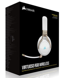 Thumbnail for CORSAIR Virtuoso Wireless RGB Pearl 7.1 Headset. High Fidelity Ultra Comfort, supports USB and 3.5mm Gaming Headset