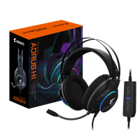 Thumbnail for GIGABYTE AORUS H1 Gaming Headset, Virtual 7.1 Channel, 50mm Drivers, RGB, In-Line Audio Controls, ENC Microphone,