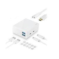 Thumbnail for MBEAT Cubix portable USB-C Docking Station with Built-in Power (White Colour) - USB-C 2.0 20V/45W Direct Output (5Gps)/2x USB 3.0/1x USB-C/1x HDM