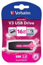 Thumbnail for VERBATIM 16GB V3 USB3.0 Pink Store\'n\'Go V3; Rectractable