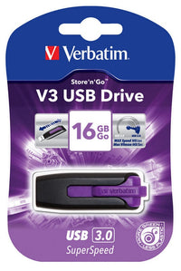 Thumbnail for VERBATIM 16GB V3 USB3.0 Violet Store\'n\'Go V3; Rectractable