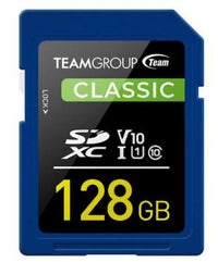 Thumbnail for Team Classic SD Memory Card - 128 GB  UHS Ultra Speed Class 1U1. Supports Video Speed Class 10V10.