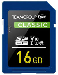 Thumbnail for Team Classic SD Memory Card -16 GB  UHS Ultra Speed Class 1U1. Supports Video Speed Class 10V10.