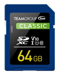 Thumbnail for Team Classic SD Memory Card -64 GB.  UHS Ultra Speed Class 1U1. Supports Video Speed Class 10V10.