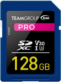 Thumbnail for TEAMGROUP PRO 128GB UHS-I/U3 SDXC Memory Card U3 V30 4K UHD Read Speed up to 100MB/s