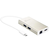 Thumbnail for J5create JCA374 USB-C TYPE-C Multi adapter - USB-C to 2 x USB 3.0, Gigabit Ethernet port, HDMI, USB-C PD Pass through Power Delivery port