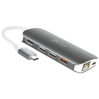 Thumbnail for J5create JCD383 USB-C Multi Adapter 9-in-1 - USB-C to HDMI, RJ-45 Gigabit Etherner, 3 x USB-A 3.0, Micro SD Card reader, 1 x USB-C PD passthrough
