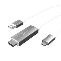 Thumbnail for J5create JCC154G USB-C to 4K HDMI Cable With USB Type-A 5V Pass-Through Male USB-A enable you to connect to a USB charger to charge your device