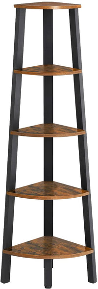 Thumbnail for Rustic Brown Metal Frame 5 Tier Corner Shelf