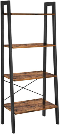 Thumbnail for Rustic brown and black steel Metal Frame 4 Tier bookshelf