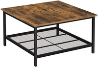 Thumbnail for Robust Coffee Table Steel Frame and Mesh Storage Shelf,  Rustic Brown and Black