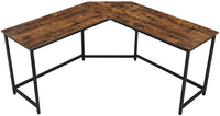 Thumbnail for L-Shaped Computer Desk, Rustic Brown and Black