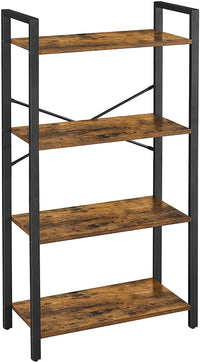 Thumbnail for 4-Tier  Storage Rack with Steel Frame, 120 cm High, Rustic Brown and Black