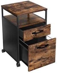 Thumbnail for File Cabinet with 2 Drawers, Wheels and Open Compartment Rustic Brown and Black