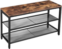 Thumbnail for Shoe Rack with 2 Mesh Shelves, Rustic Brown and Black
