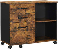 Thumbnail for 3-Drawer File Cabinet with Open Compartments for A4 Rustic Brown and Black