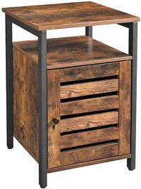 Thumbnail for Bedside Table with 2 Adjustable Shelves Steel Frame 40 x 40 x 60 cm Rustic Brown and Black