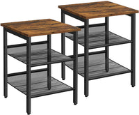 Thumbnail for Industrial Set of 2 Bedside Tables with Adjustable Mesh Shelves Rustic Brown and Black