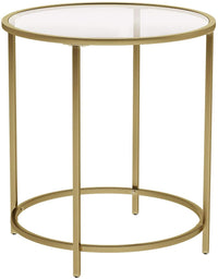 Thumbnail for Gold Round Side Table with Golden Metal Frame Robust and Stable