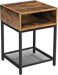 Thumbnail for Side Table with Open Compartment and Mesh Shelf Rustic Brown and Black