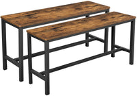 Thumbnail for Set of 2 Table Benches Industrial Style Durable Metal Frame 108 x 32.5 x 50 cm Rustic Brown