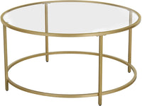 Thumbnail for Gold Glass Table with Golden Iron Frame Stable and Robust Tempered Glass