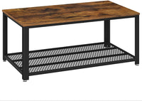 Thumbnail for Coffee Table with Metal Frame Storage Shelf Rustic Brown