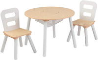 Thumbnail for Round Table and 2 Chair Set for children (White Natural)