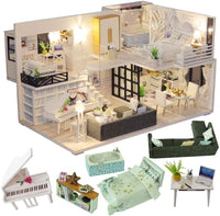 Thumbnail for Dollhouse Miniature with Furniture Kit Plus Dust Proof and Music Movement - Happy time (1:24 Scale Creative Room Idea)