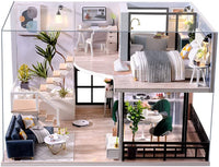 Thumbnail for Dollhouse Miniature with Furniture Kit Plus Dust Proof and Music Movement - Cozy time