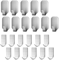 Thumbnail for 23 Pieces Stainless Steel Waterproof Self Adhesive Dual Wall Hooks for Bathroom, Bedroom and Kitchen