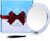 Thumbnail for 20X Magnifying Hand Mirror with Suction Cups Use for Makeup Application, Tweezing, and Blackhead/Blemish Removal (15 cm White)