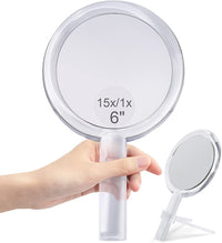 Thumbnail for 20X Magnifying Hand Mirror Two Sided Use for Makeup Application, Tweezing, and Blackhead/Blemish Removal (15 cm Silver)