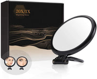 Thumbnail for 20X Magnifying Hand Mirror Two Sided Use for Makeup Application, Tweezing, and Blackhead/Blemish Removal (12.5 cm Black)